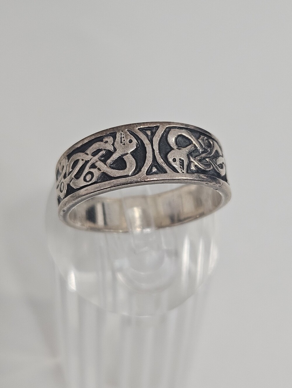 Vintage Viking Snake 925 Band Biker Sterling Silver Ring Size 9 US